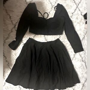 NWT REBDOLLS corset crop top and skater skirt SET - 1XL - black